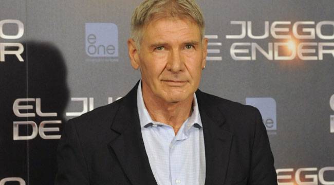 Harrison Ford presentando "El juego de Ender" durante su visita en Madrid